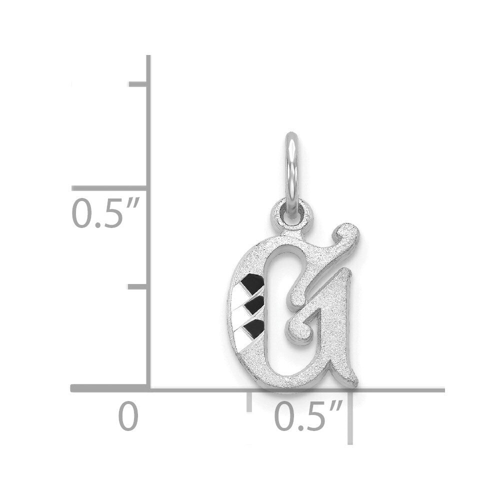 14k White Gold Diamond-cut Letter G Initial Charm Pendant for Women