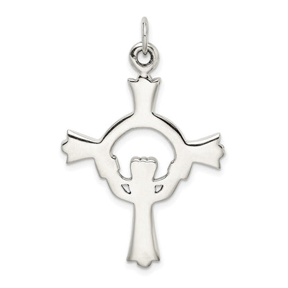 Sterling Silver Antiqued Claddagh Cross Charm Holiday Gift for Women