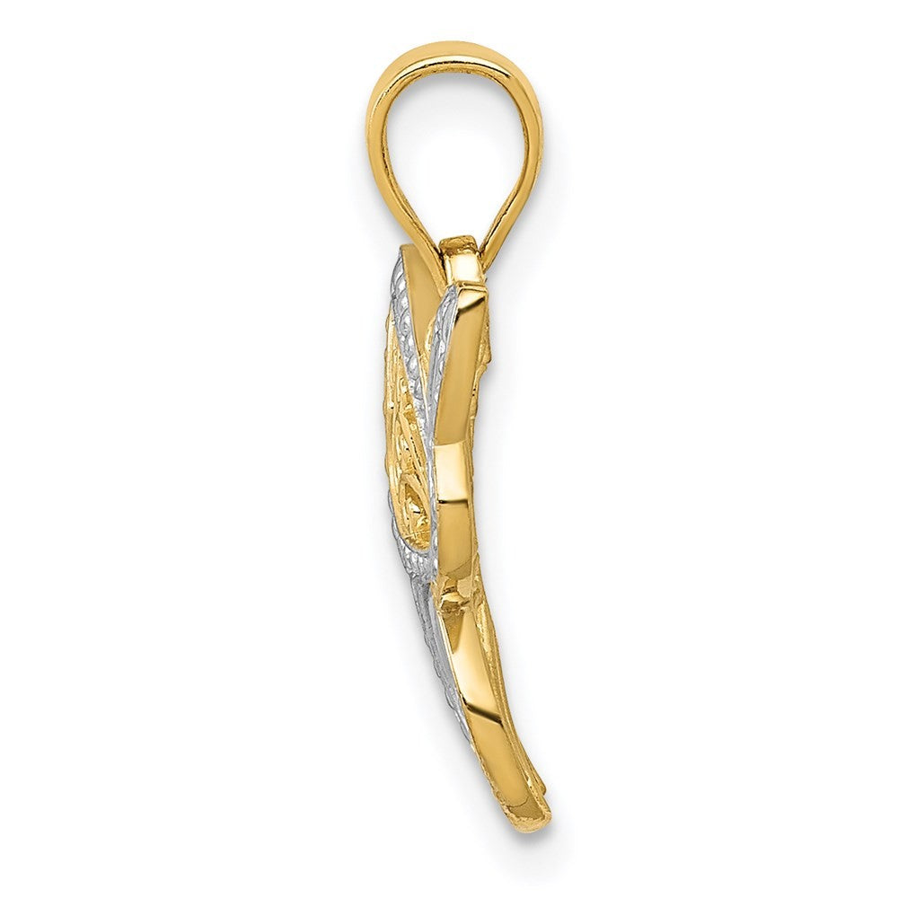 14k Yellow Gold and White Rhodium Butterfly Charm