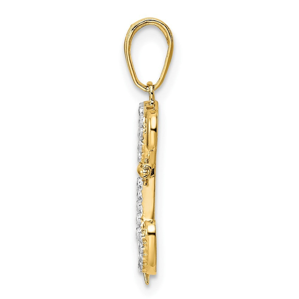 14k Yellow Gold and White Rhodium Diamond-cut Sitting Puppy Pendant