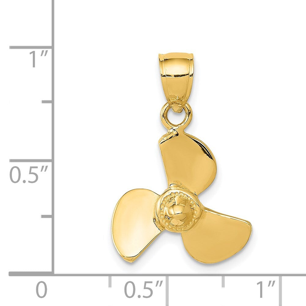 14k Yellow Gold Propeller Pendant for Women