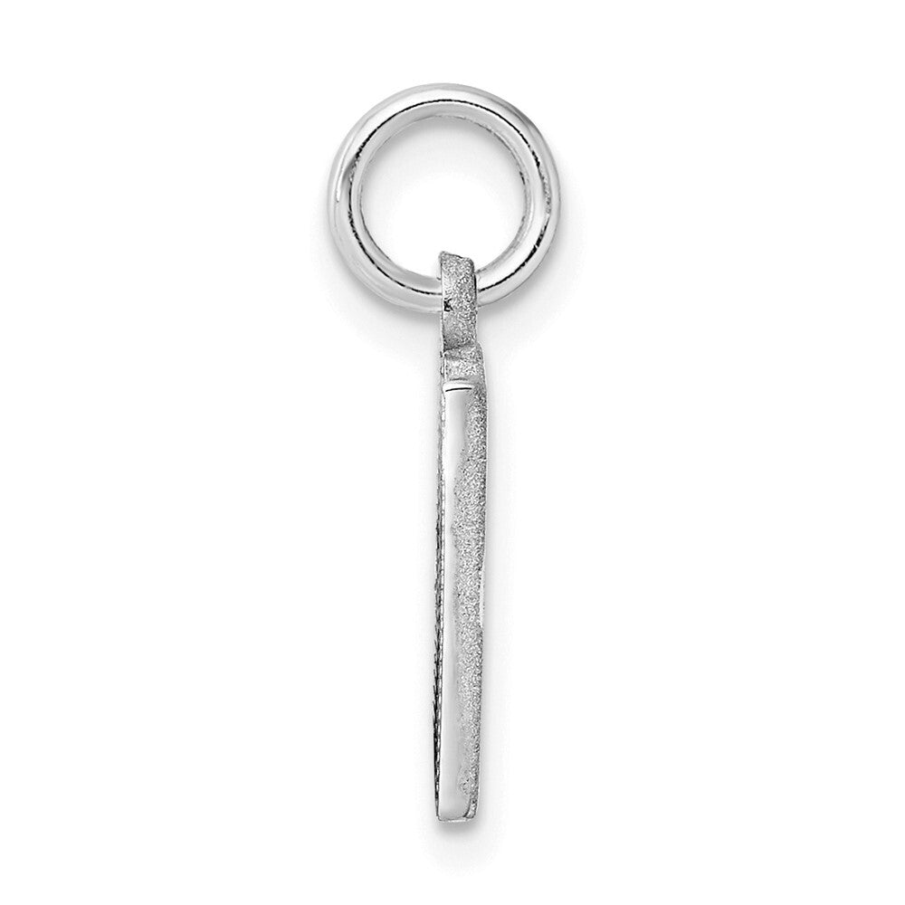 14k White Gold Satin Diamond-cut Letter W Initial Charm Pendant for Women