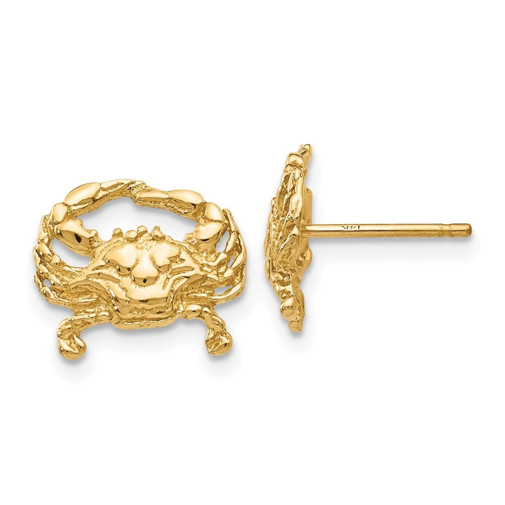 14k Yellow Gold Crab Earrings