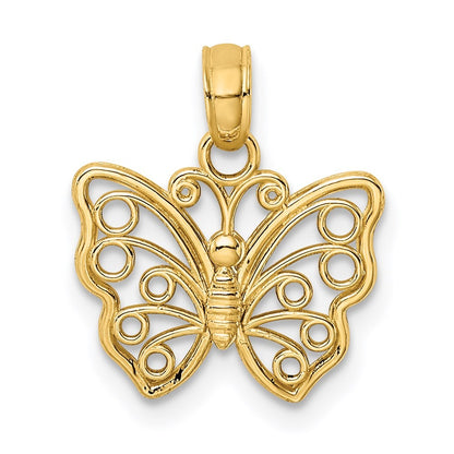 14k Yellow Gold Cut-Out Small Butterfly Charm