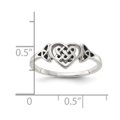 Sterling Silver Antiqued Heart with Celtic Knot Ring Size 7