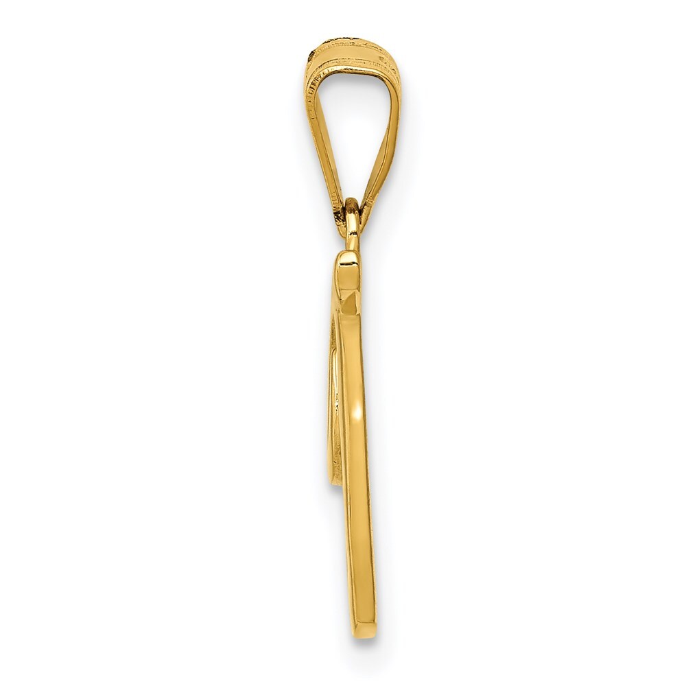 14k Yellow Gold Script Letter T Initial Pendant for Women