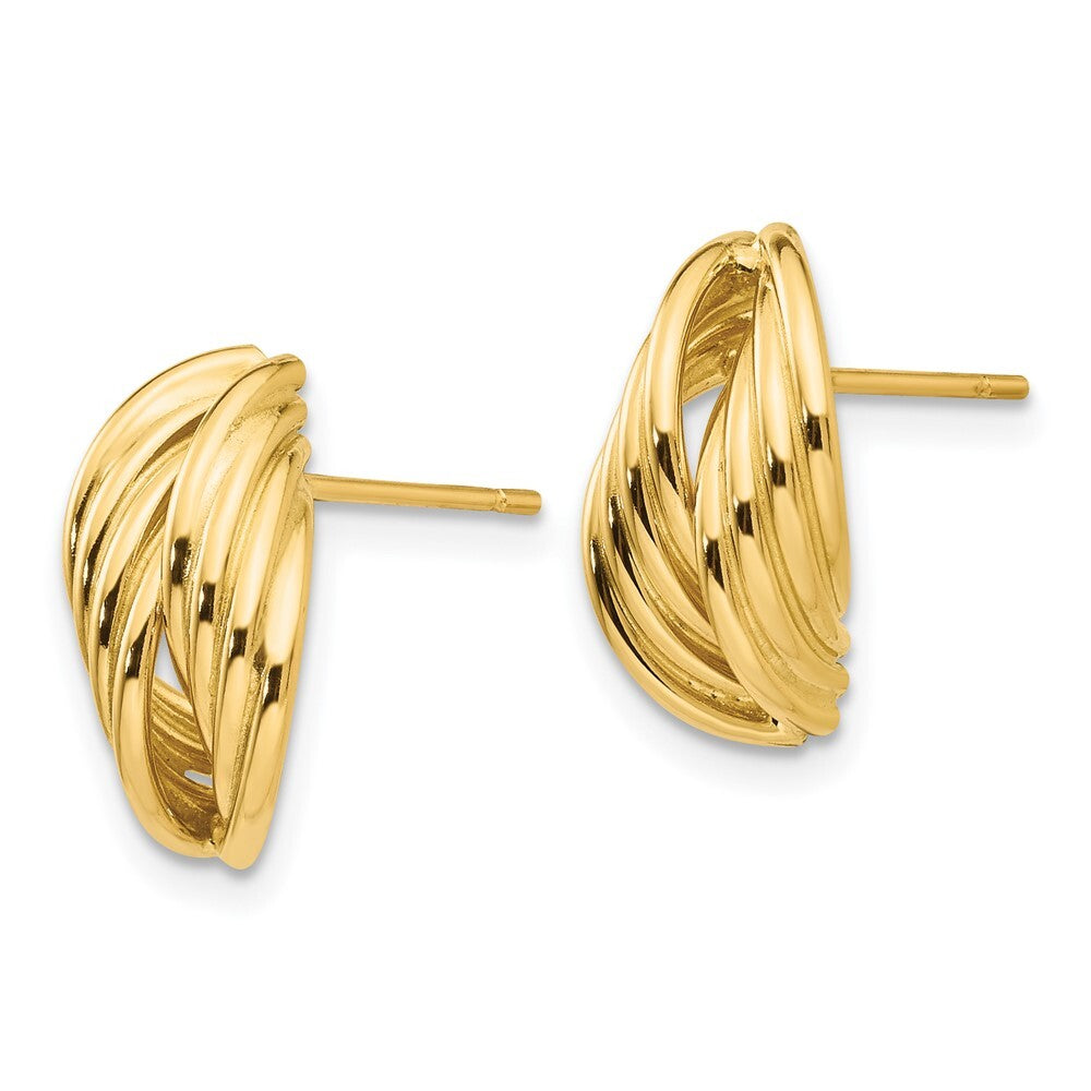 14k Yellow Gold Polished Fancy Stud Earrings Gift for Women