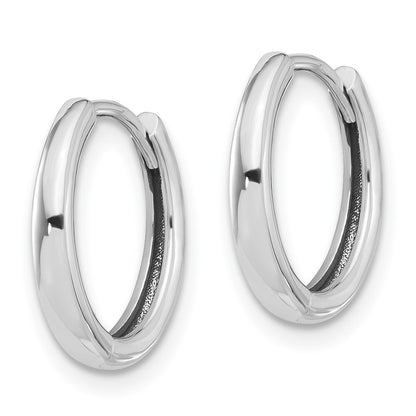 14K White Gold Polished Hinged Hoop Earrings Gift for Women