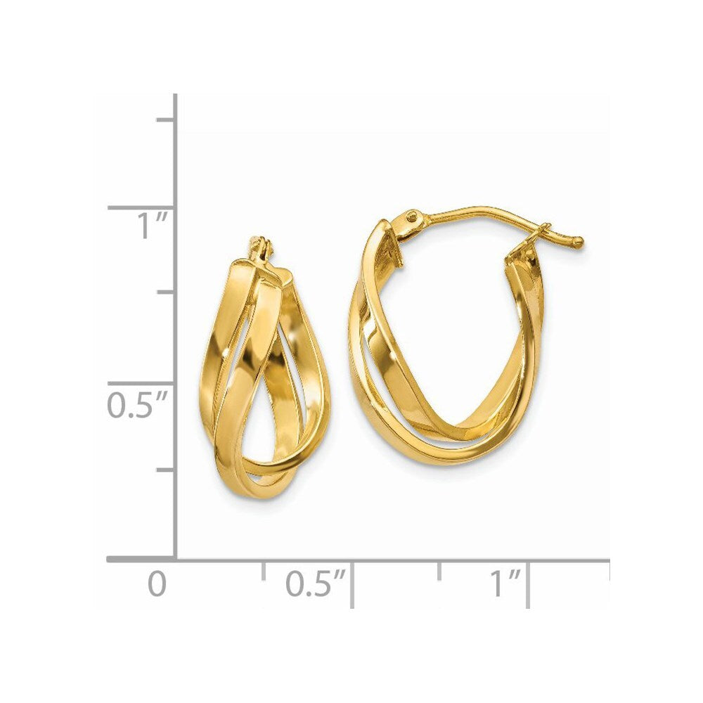 14k Yellow Gold Twisted Hoop Earrings Gift for Women