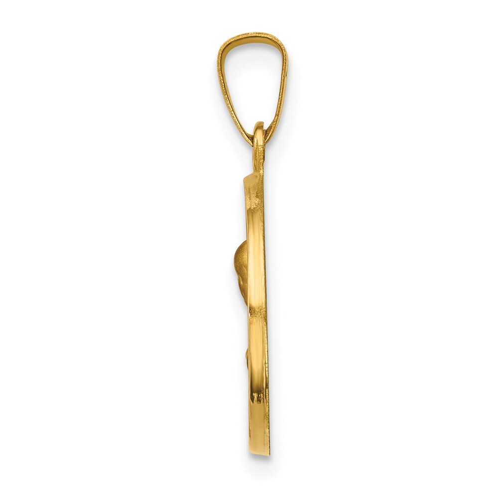 14k Yellow Gold Polished and Satin Sacred Heart of Mary Medal Hollow Pendant