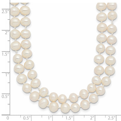 14k Yellow Gold 5-6mm White Near Round Cultured Pearl Double Strand Necklace 18"