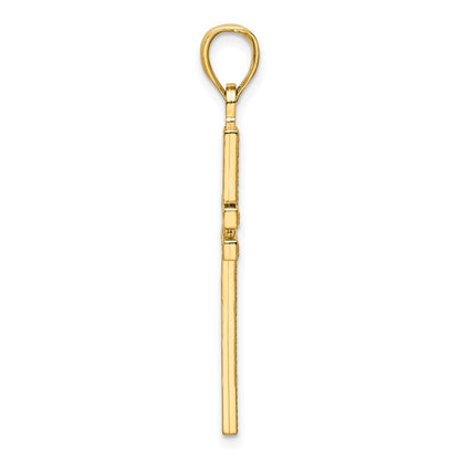14k Yellow Gold Polished Beaded Cross Pendant