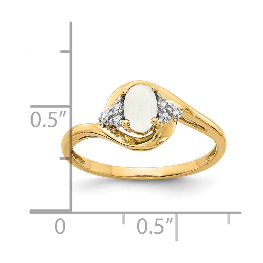 14K Yellow Gold Opal and Diamond Ring