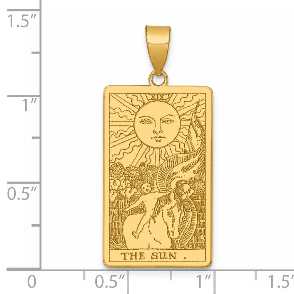 14k Yellow Gold The Sun Tarot Card Pendant for Women
