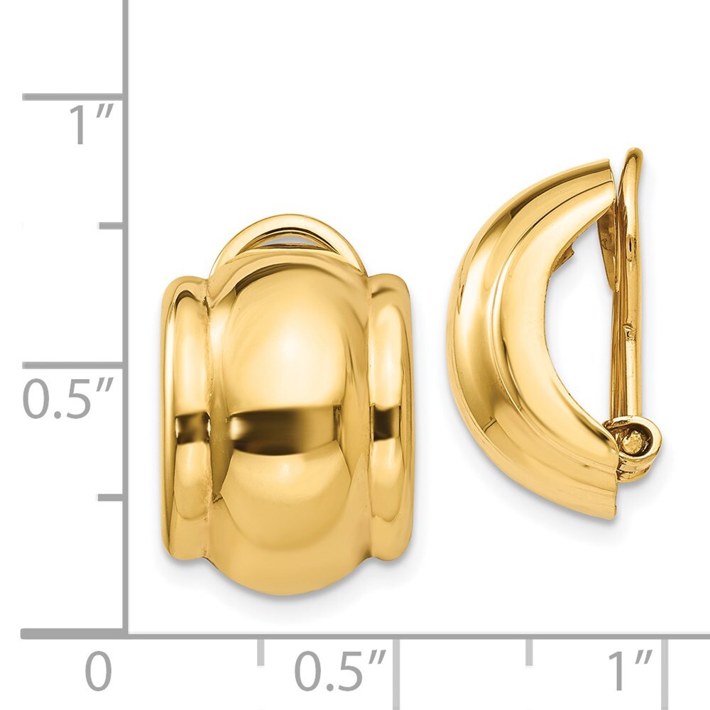 14k Yellow Gold Omega Clip Non-pierced Stud Earrings