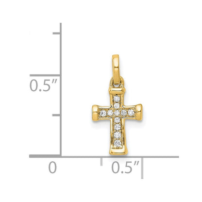 14k Yellow Gold Small 1/20ct. Diamond Latin Cross Pendant