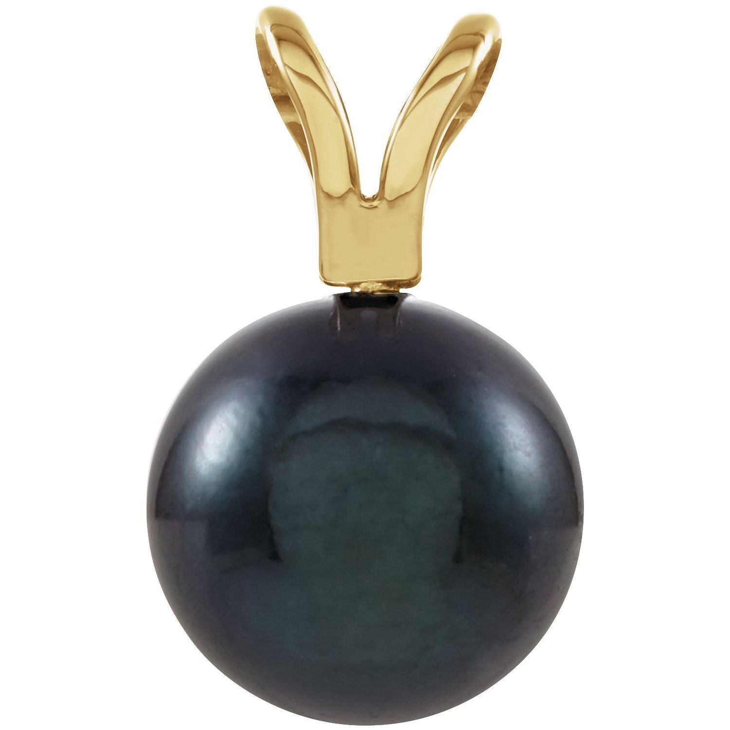 14k Yellow Gold Cultured Black Akoya Pearl Pendant Fine Jewelry Gift for Her