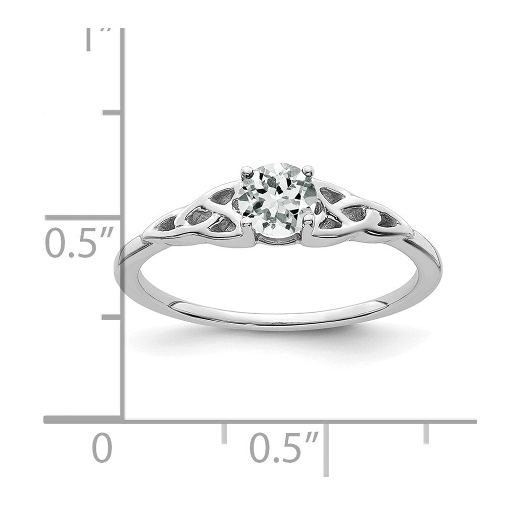 14K White Gold White Topaz Celtic Knot Ring Size 7