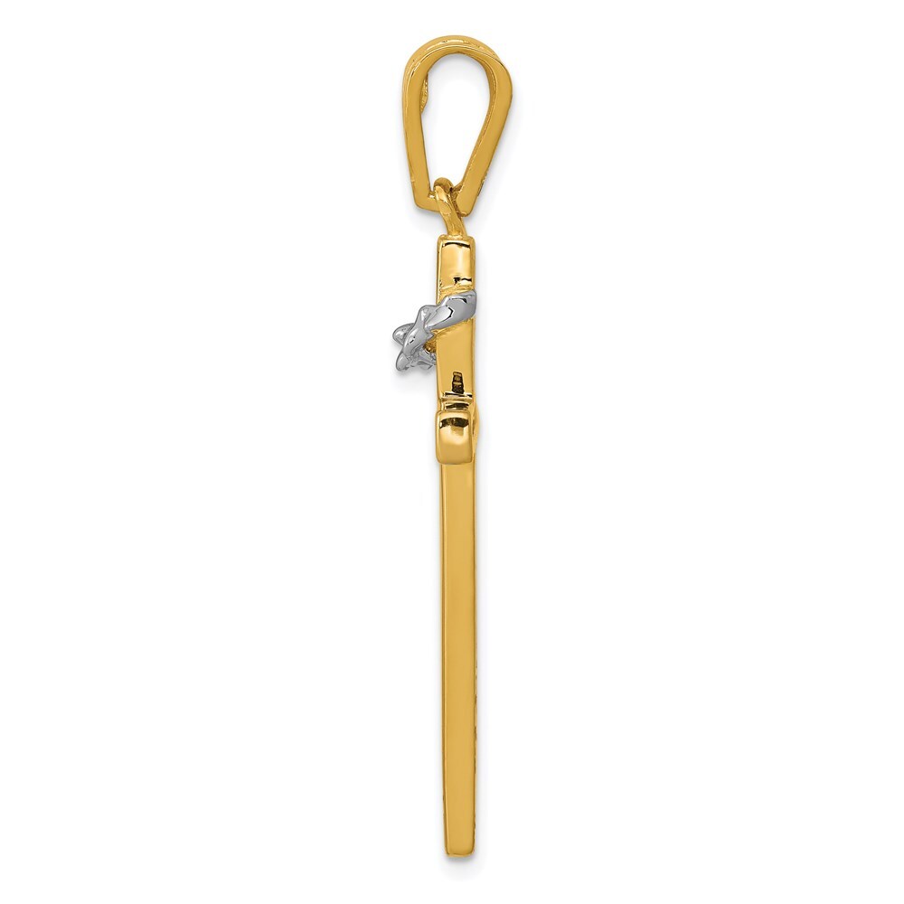 14k Two-tone Gold Cross Crown of Thorns Pendant for Women