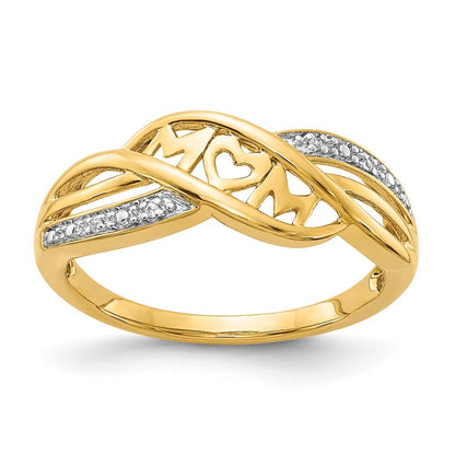 14K Yellow Gold w/Rhodium Diamond MOM Ring Size 7