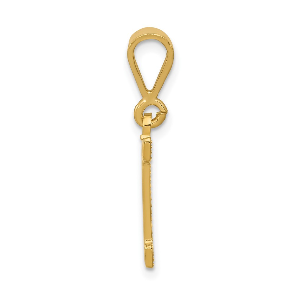 14k Yellow Gold Textured Initial I Charm Pendant