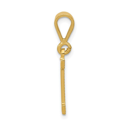 14k Yellow Gold Textured Initial I Charm Pendant