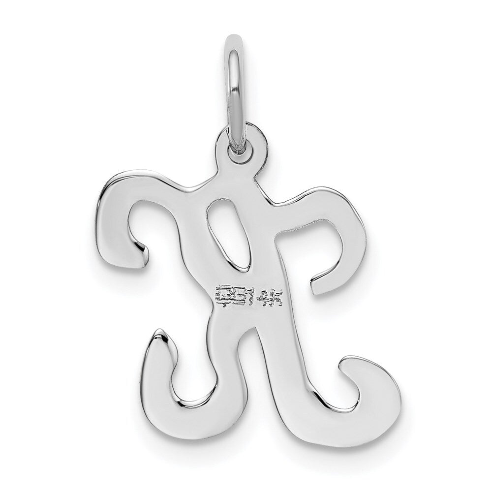 14k White Gold Script Letter K Initial Charm Pendant for Women