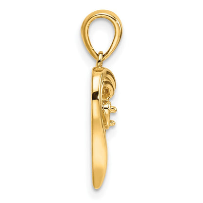 14k Yellow Gold Heart Pendant Mounting for Women