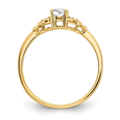 14K Yellow Gold White Topaz and Diamond Ring