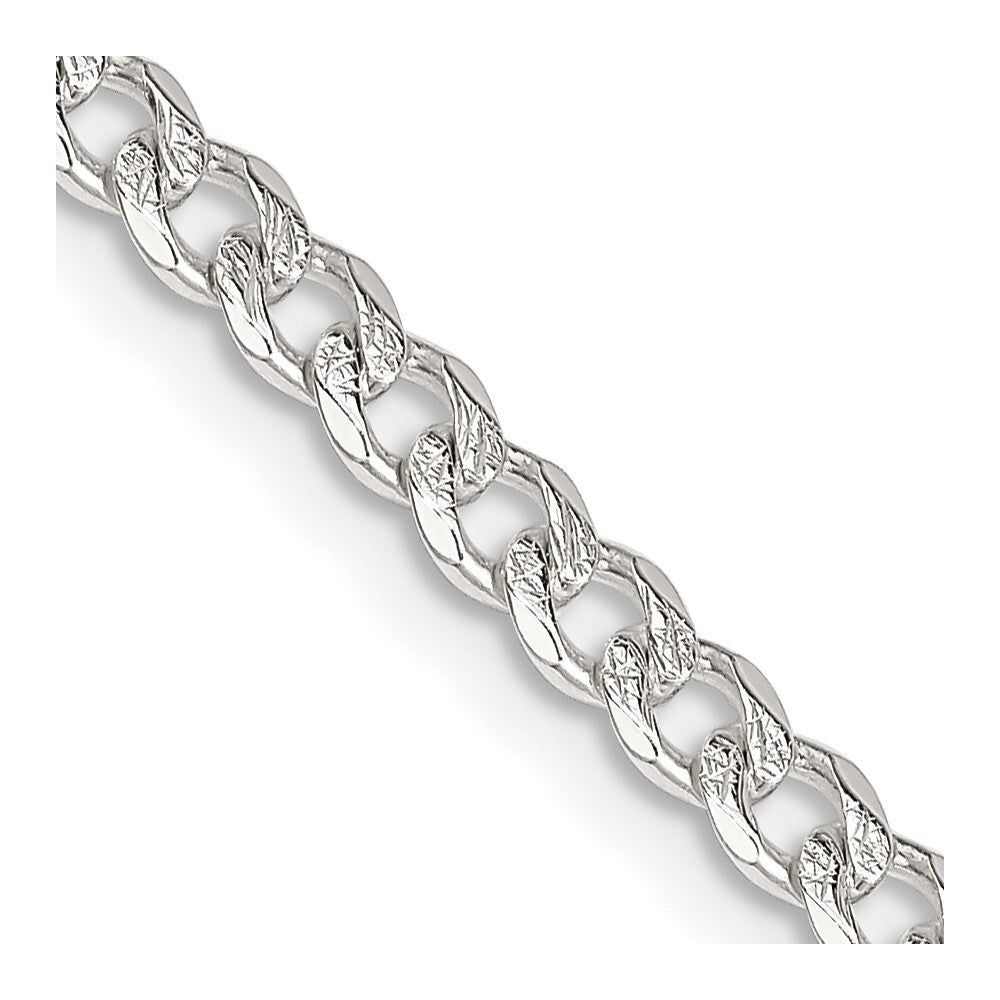 Sterling Silver 3.8mm Pav� Curb Chain
