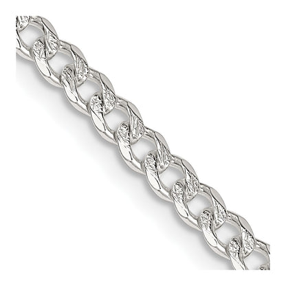 Sterling Silver 3.8mm Pav� Curb Chain