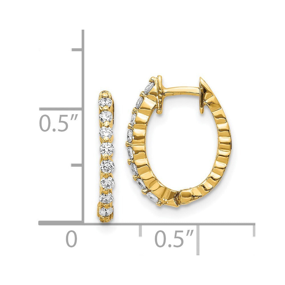 14k Yellow Gold AA Diamond Hinged Hoop Earrings