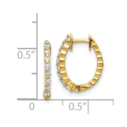 14k Yellow Gold AA Diamond Hinged Hoop Earrings