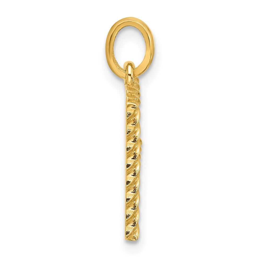 14k Yellow Gold Fancy Twist Letter F Pendant for Women