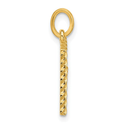 14k Yellow Gold Fancy Twist Letter F Pendant for Women