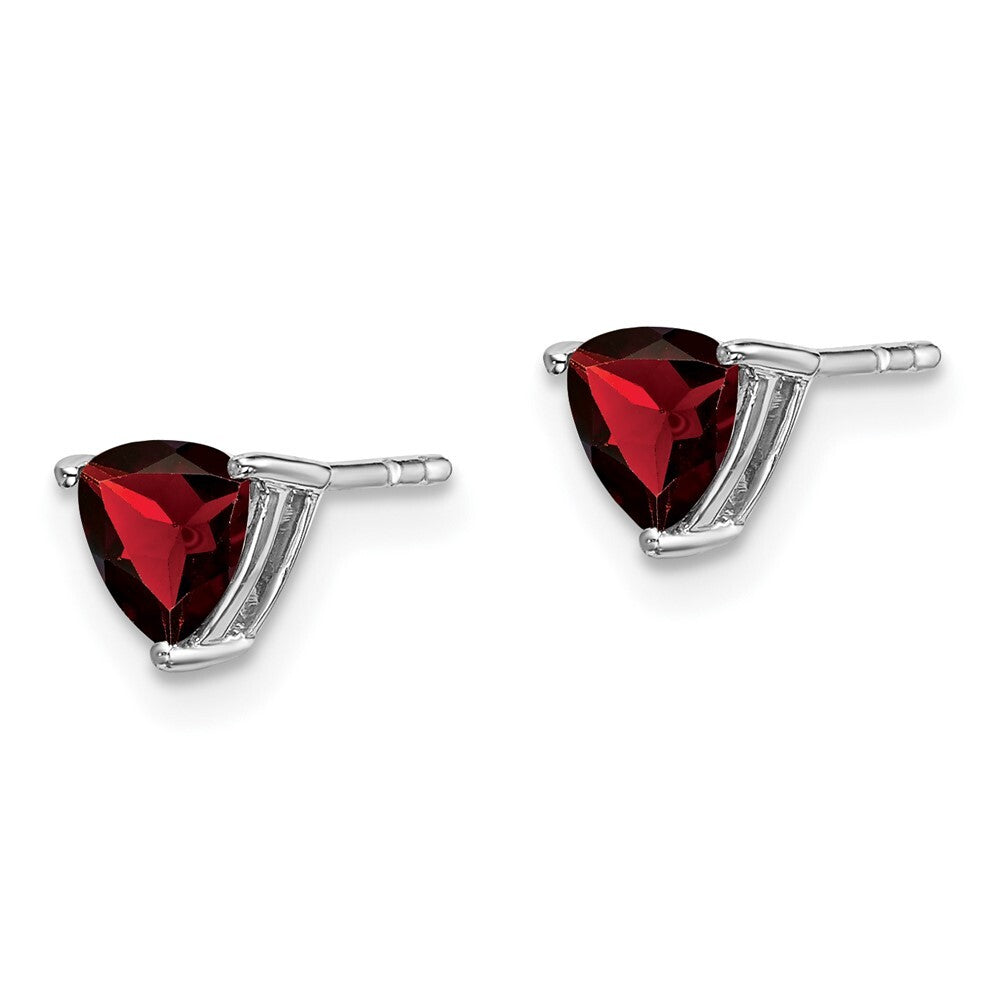 14k White Gold Trillion Garnet Stud Earrings