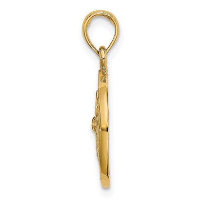 14k Yellow Gold Cut-Out Sand Dollar Charm Pendant for Women