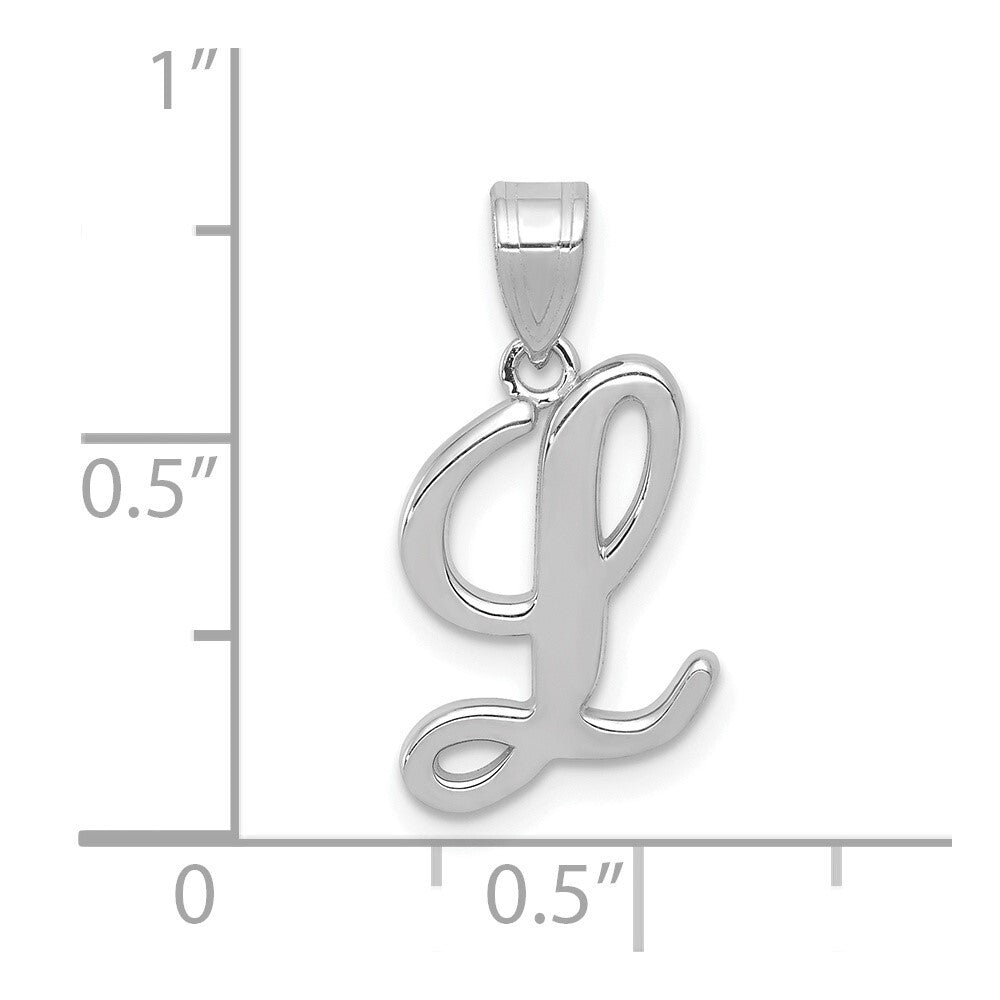 14k White Gold Script Letter L Initial Pendant for Women
