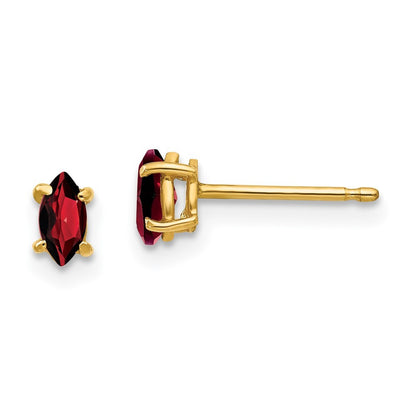 14k Yellow Gold 5x2.5mm Marquise Garnet earring