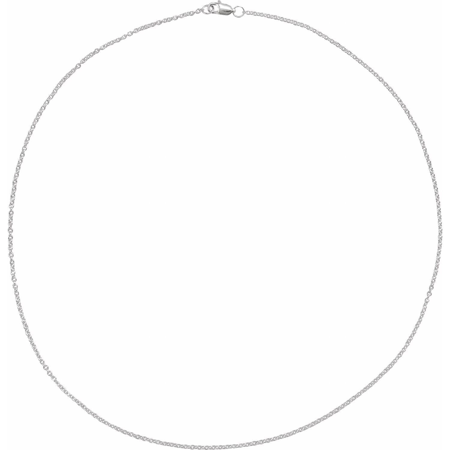 14k White Gold 1.5 mm Cable 24" Chain Necklace Fine Gift for Women