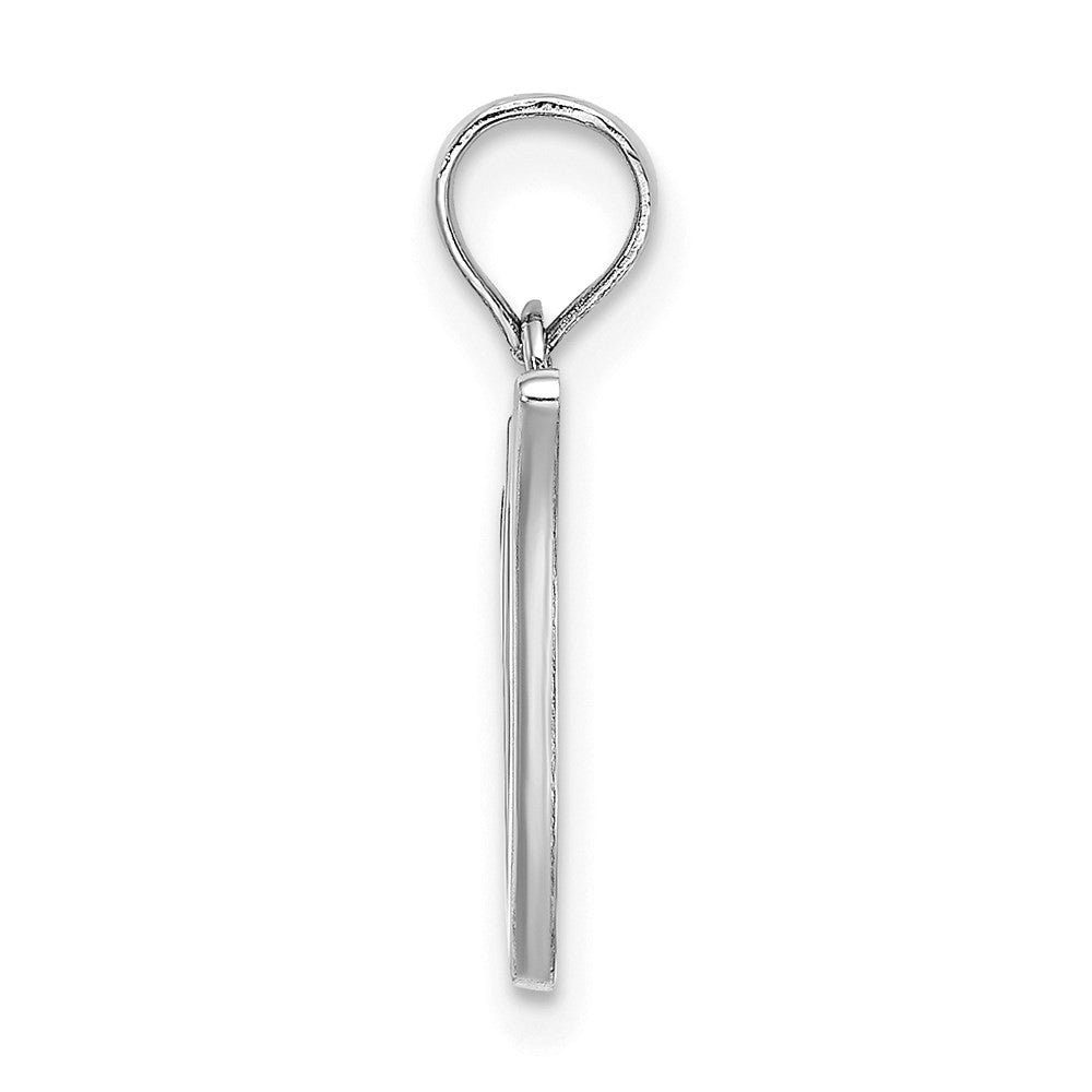 14K White White Gold Script Letter V Initial Pendant