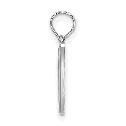 14K White White Gold Script Letter V Initial Pendant
