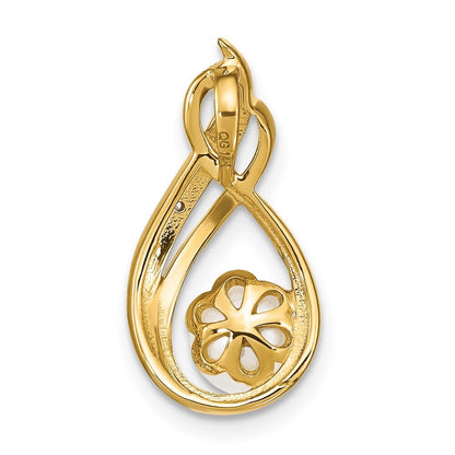 14k Yellow Gold 6-7mm White Round FW Cultured Pearl and Diamond Pendant