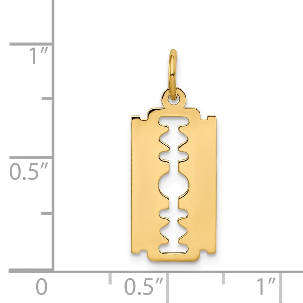 14k Yellow Gold Polished Razor Blade Charm Pendant for Women