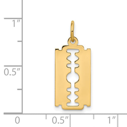 14k Yellow Gold Polished Razor Blade Charm Pendant for Women