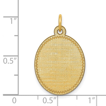14k Yellow Gold Patterned .018 Gauge Engravable Oval Disc Charm