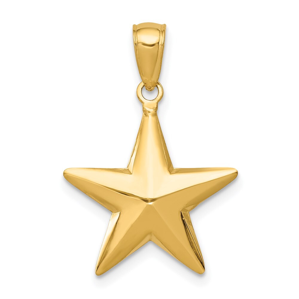 14k Yellow Gold Polished 3-D Star Pendant for Women