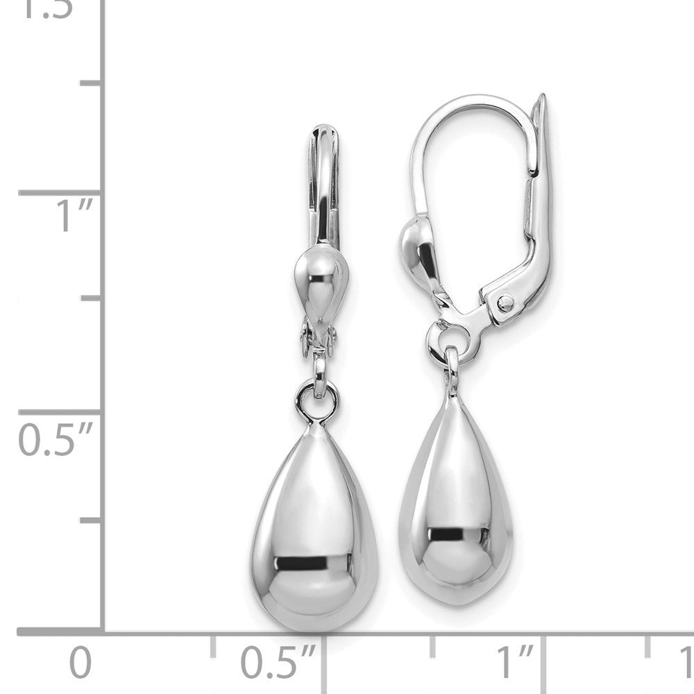 14k White Gold Polished Drop Dangle Earrings