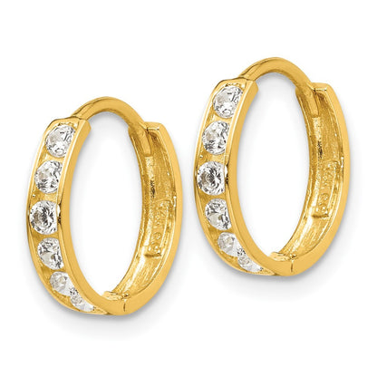 14k Yellow Gold Madi K CZ Children's Hinged Hoop Earrings