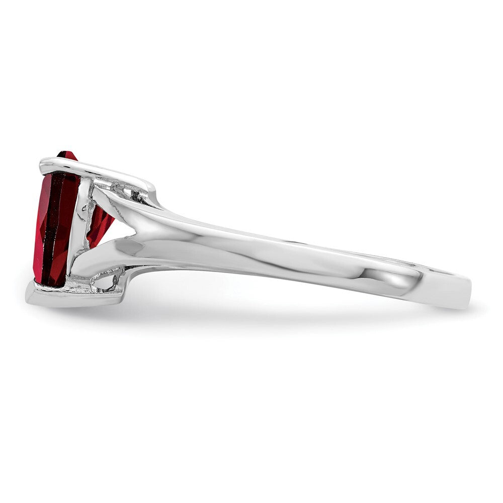 Sterling Silver Rhodium Garnet Ring Size 7